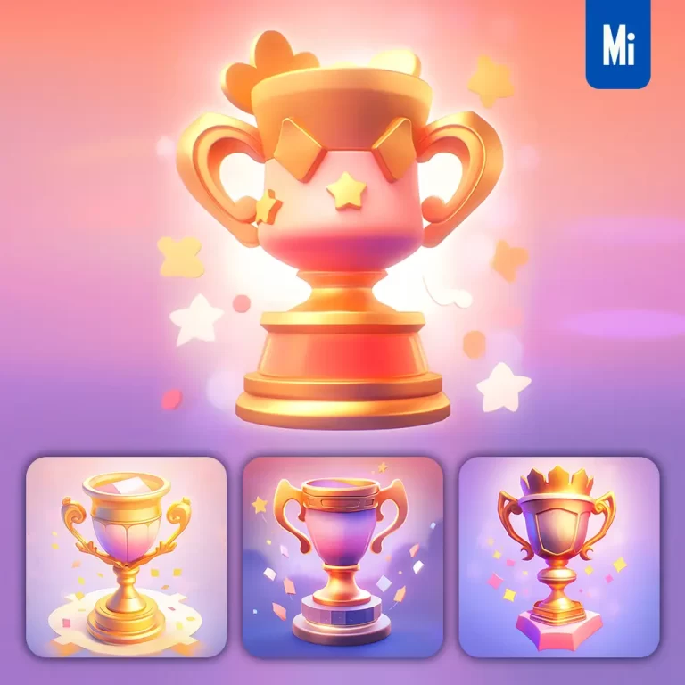 midjourney prompt trophy prize cup plate 3D icon game cartoon cute lovely