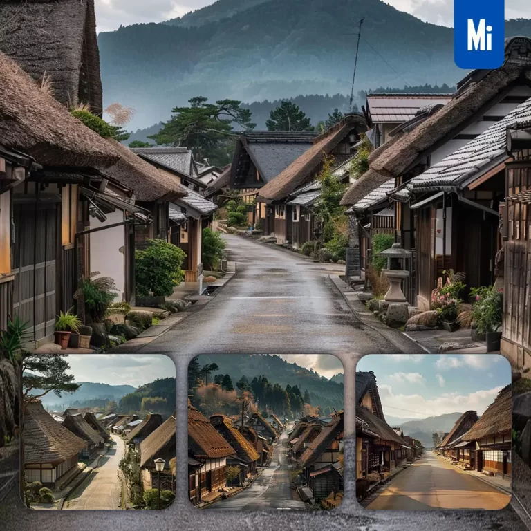 midjourney prompt village town roof way road house street traditional landscape photography