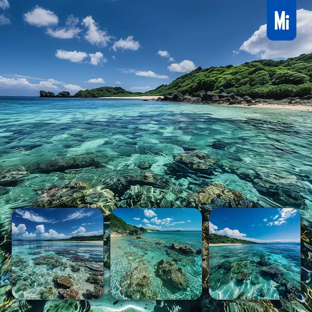 Midjourney Prompt Water Coral Reef Coast Sandy Beach Sea Landscape Photography