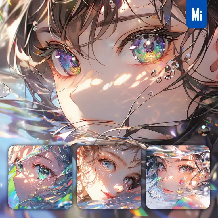 midjourney prompt water eyes beautiful woman girl lady face colorful animation cartoon