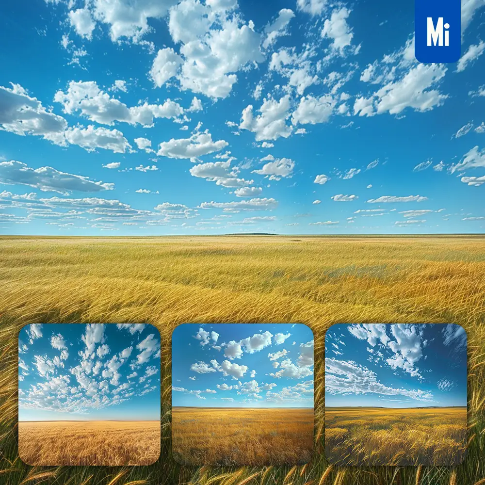 Midjourney Prompt Wheat Sprawling Plain Sky Golden Field Landscape Photography