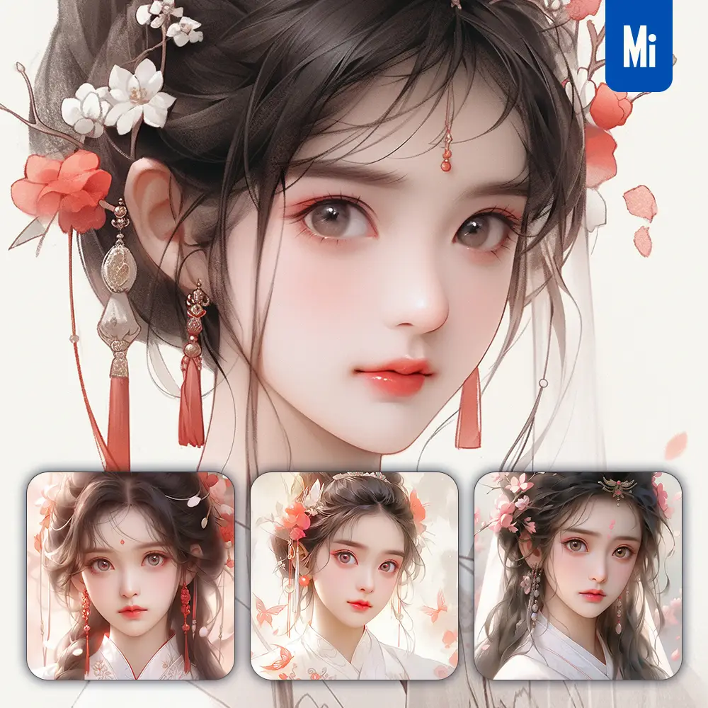Midjourney Prompt White Fairy Chinese Beautiful Asian Woman Girl Lady Face Portrait Animation Cartoon Painting