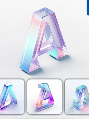 Midjourney Prompt A 3d Letter Glass C4d Transparent Crystal