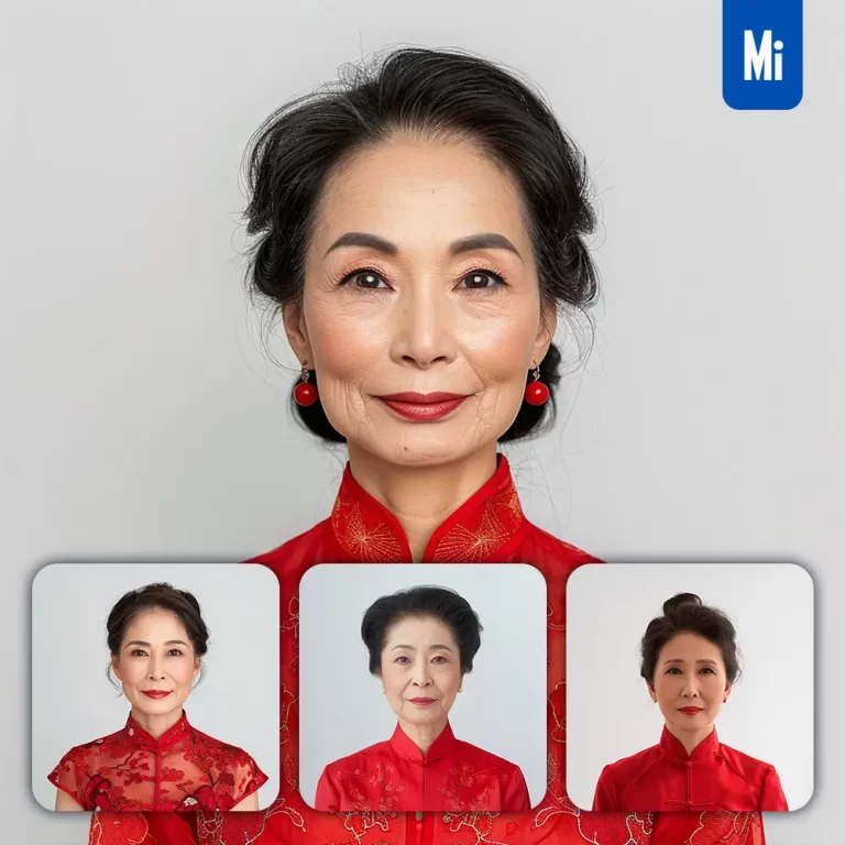 midjourney prompt Chinese woman girl lady red old cheongsam portrait photography