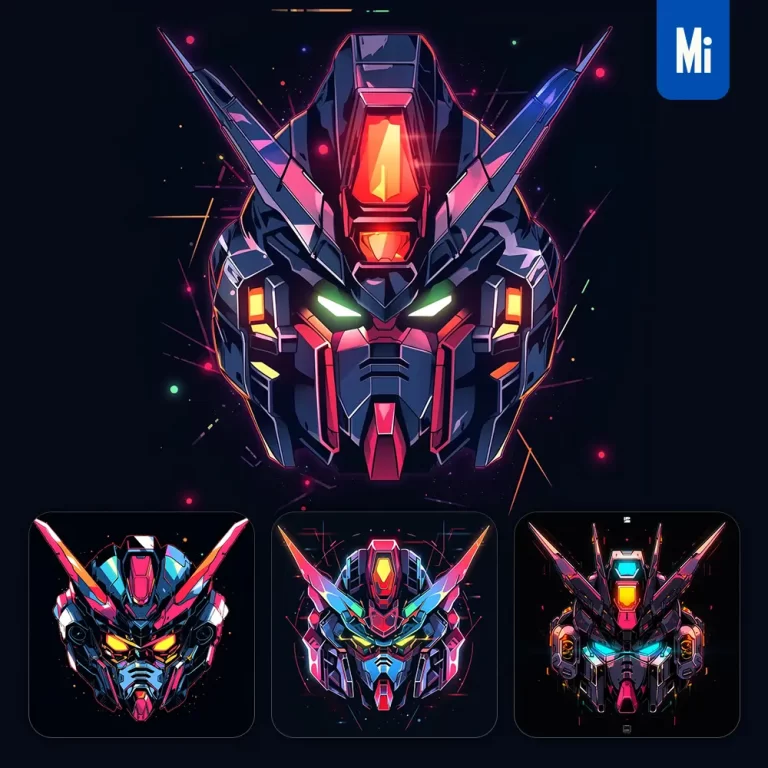 midjourney prompt Gundam cartoon Japanese animation portrait vector illustration art colorful