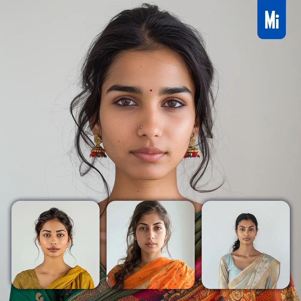 midjourney prompt Indian woman girl lady sari portrait photography
