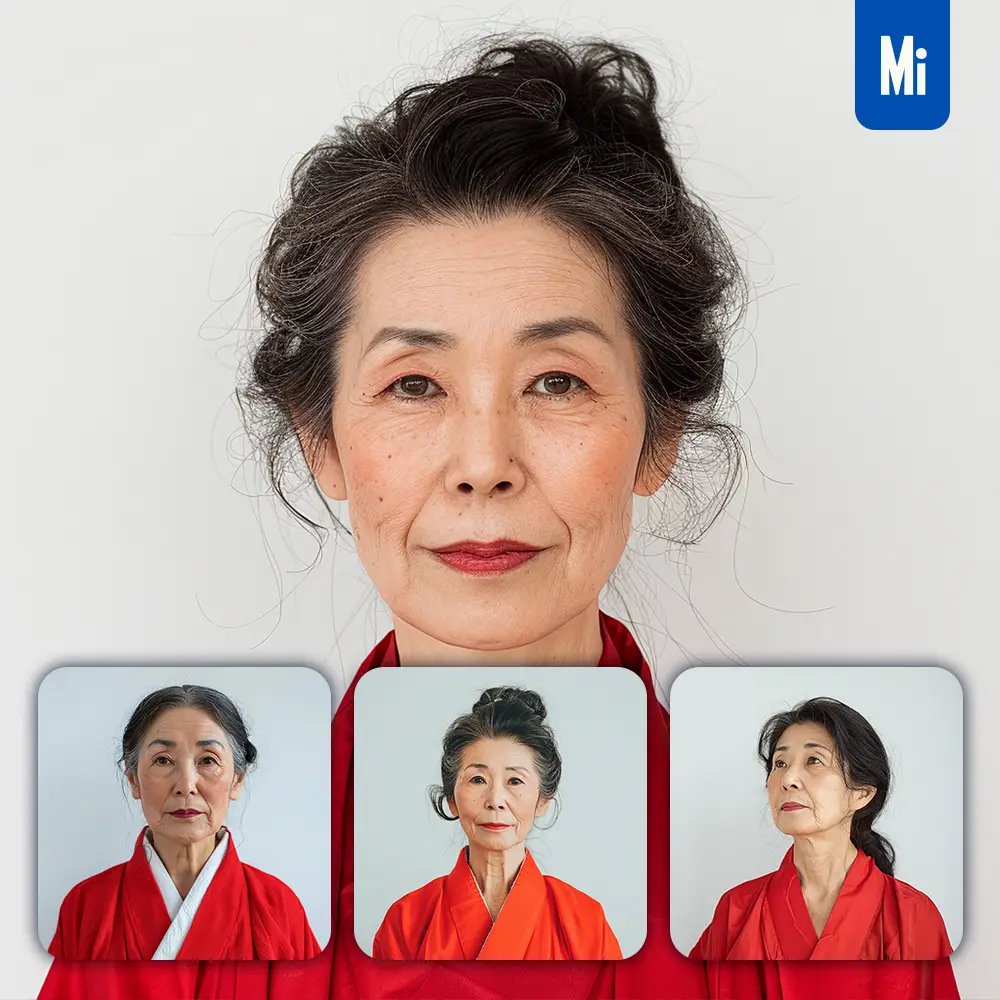 Midjourney Prompt Japanese Woman Girl Lady Red Old Kimono Portrait Photography