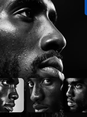Midjourney Prompt Nba Basketball Player African Man Male Face Head Portrait Black And White Photography