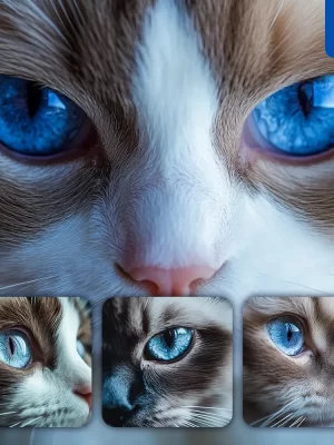 Midjourney Prompt Ragdoll Cat Eyes Head Straight Face Detailed Close Up Photography