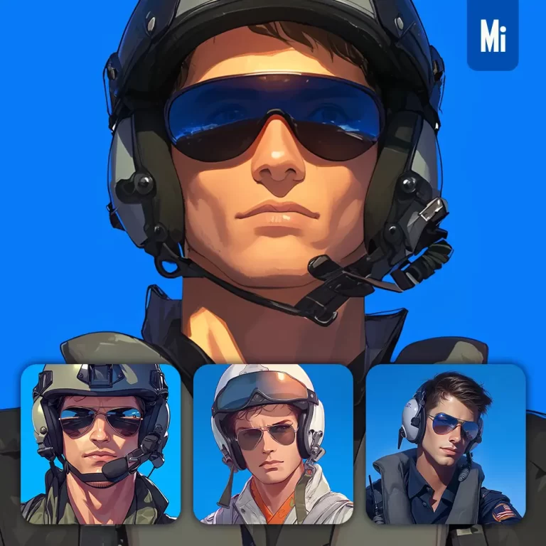 midjourney prompt air force pilot male man portrait cartoon painting