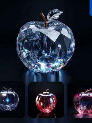 Midjourney Prompt Apple Glass Crystal 3d Transparent