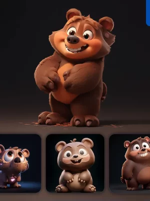 Midjourney Prompt Bear Cute 3d Cartoon Ip Character C4d Animation