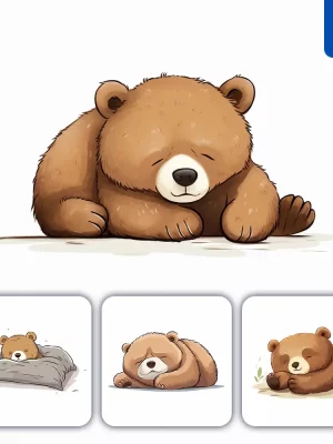 Midjourney Prompt Bear Sleeping Cartoon Illustration Drawing