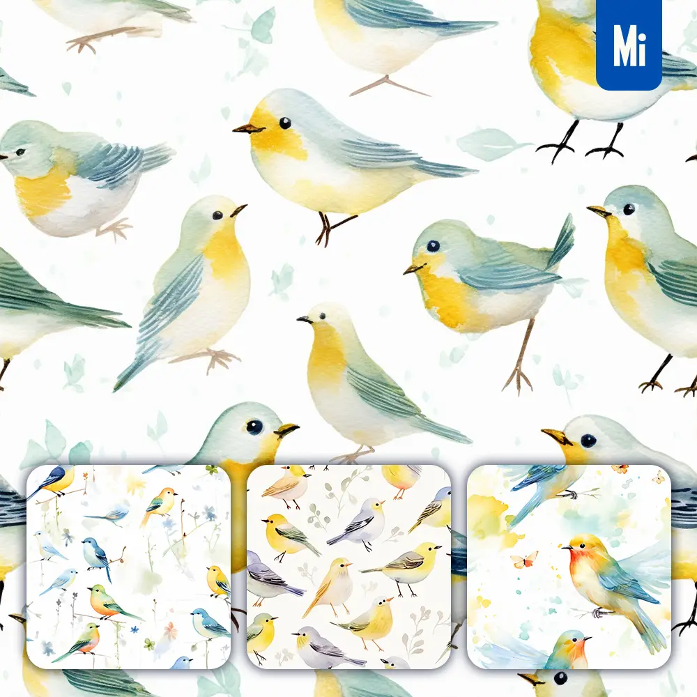 Midjourney Prompt Bird Cute Painting Watercolor Ink Drawing Pattern