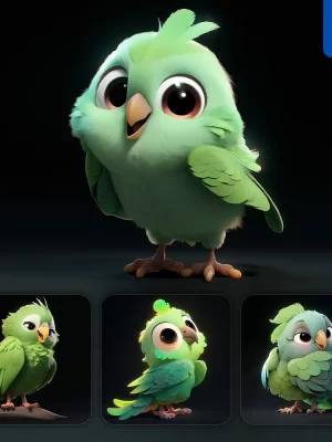 Midjourney Prompt Bird Parrot Cute 3d Cartoon Ip Character C4d Animation