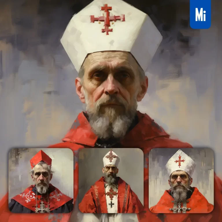 midjourney prompt bishop renaissance medieval primitive portrait oil painting