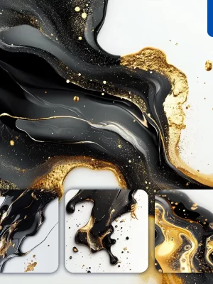 Midjourney Prompt Black Ink Golden Paste Water Painting Wallpaper Abstract Liquid Photography