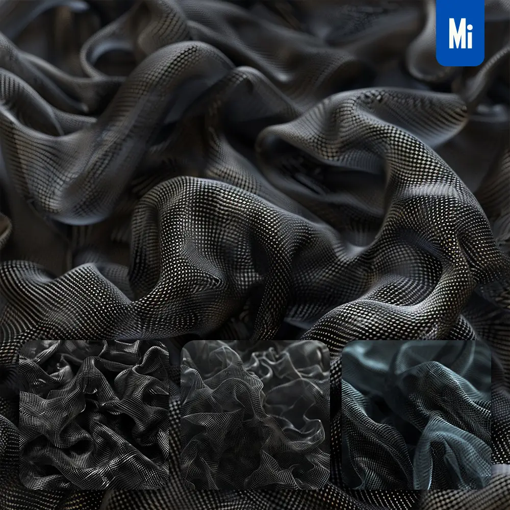 midjourney prompt black wire fabric material background