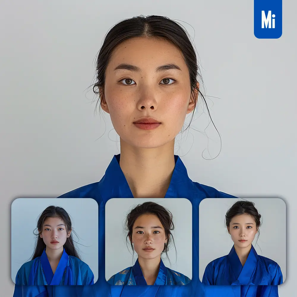 midjourney prompt blue Mongolian robe head face woman girl lady portrait photography