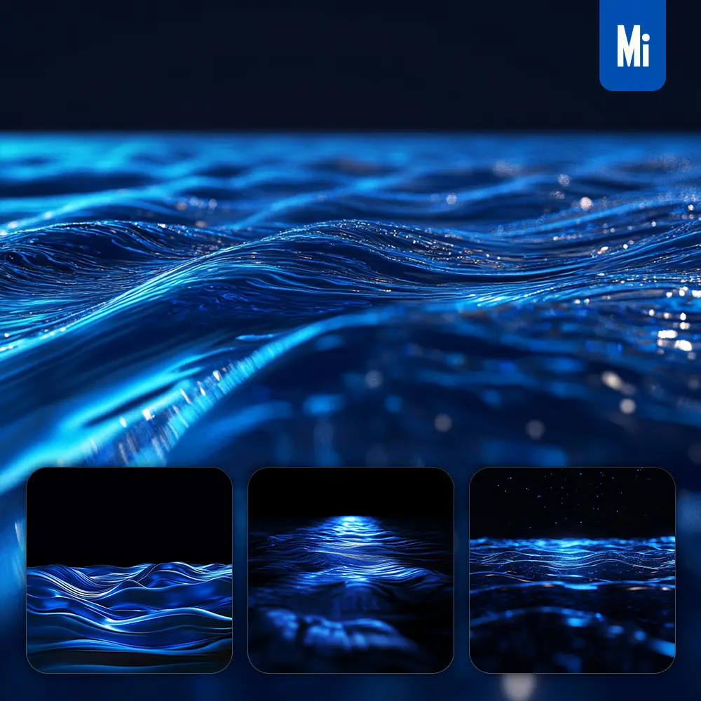 midjourney prompt blue azure water surface lighting flow sea wave background abstract wallpaper