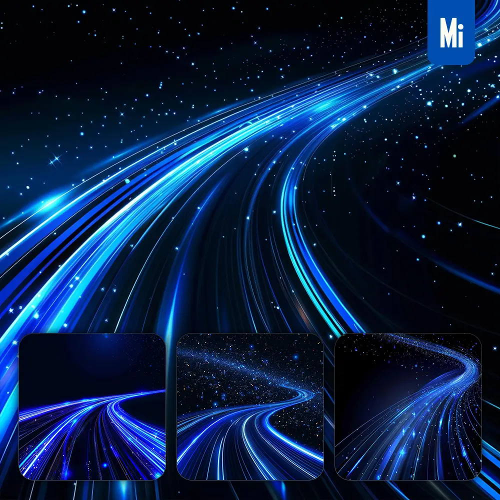 midjourney prompt blue light trails lines track road effect speed abstract wallpaper background