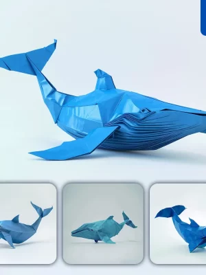 Midjourney Prompt Blue Whale Paper Folding Origami Art