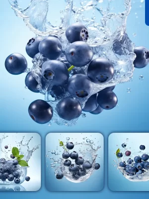 Midjourney Prompt Blueberry Underwater Splash Water Spray Photography