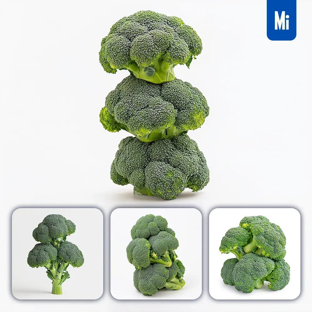 midjourney prompt broccoli connected vegetables stack photography