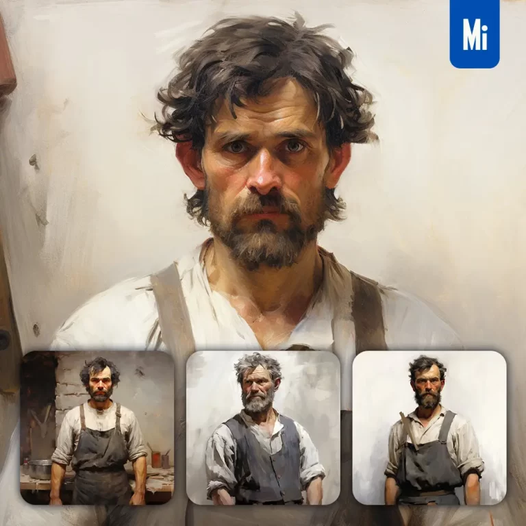 midjourney prompt carpenter weaver renaissance medieval primitive portrait oil painting