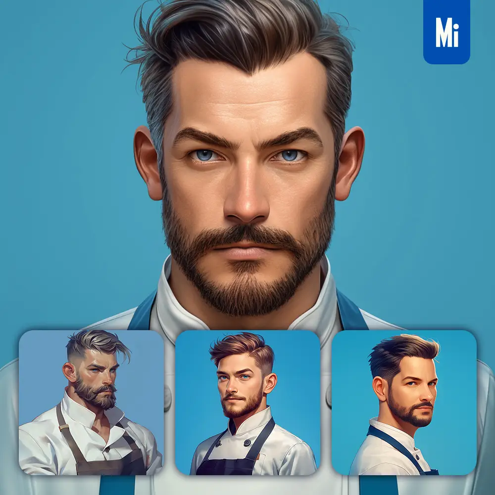midjourney prompt chef chief cook male man portrait cartoon painting