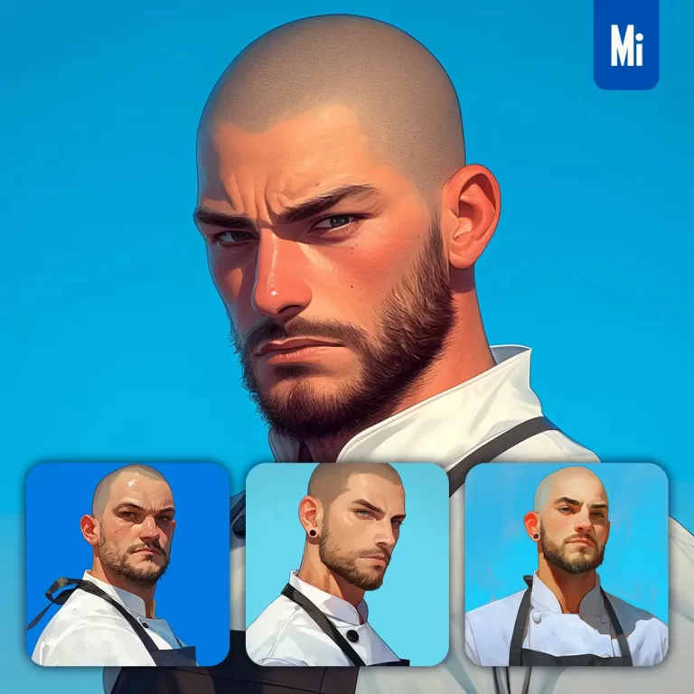 midjourney prompt chef male man portrait cartoon painting