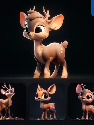 Midjourney Prompt Deer Cute 3d Cartoon Ip Character C4d Animation