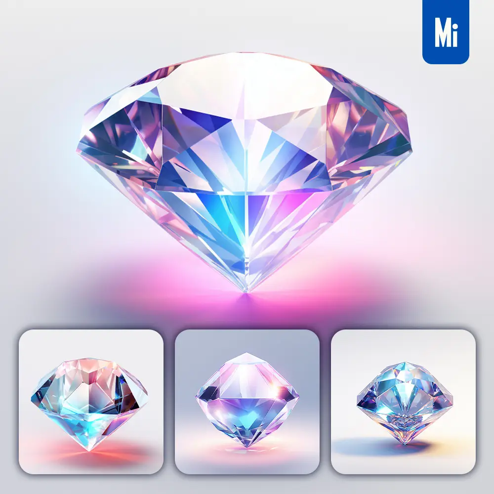 midjourney prompt diamond icon UI design C4D glass 3D model