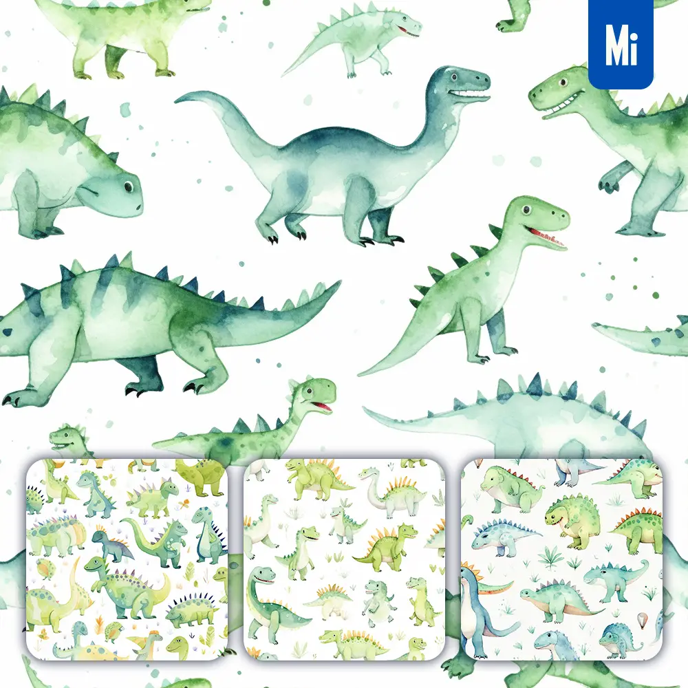 Midjourney Prompt Dinosaur Cute Painting Watercolor Ink Drawing Pattern