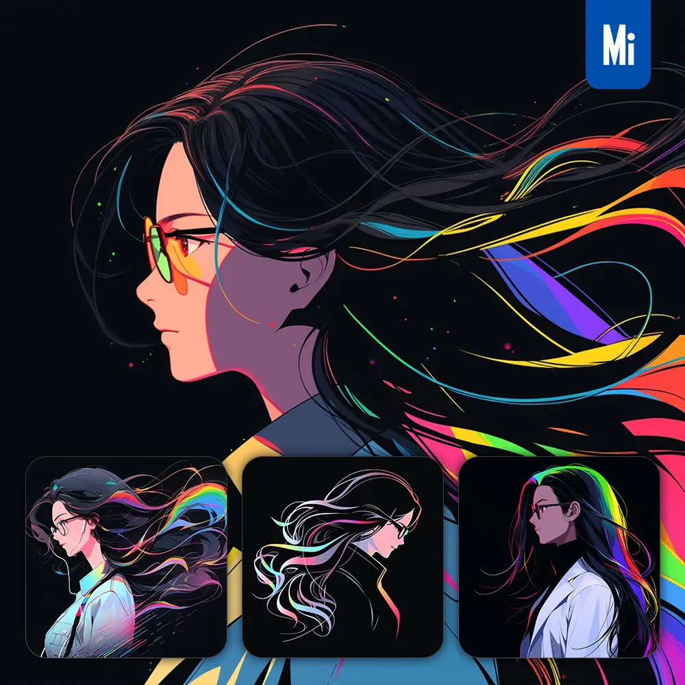 Midjourney Prompt Doctor Side Girl Woman Cartoon Japanese Animation Portrait Vector Illustration Art Colorful