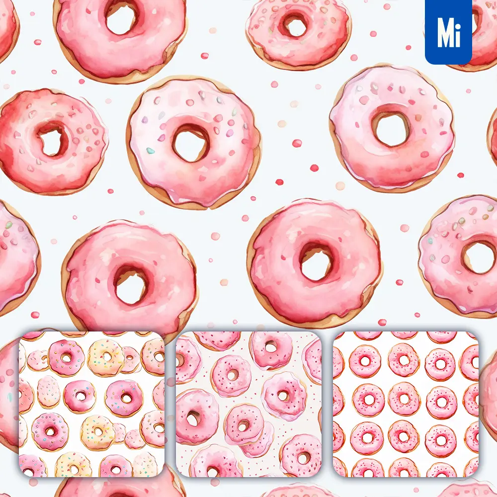 Midjourney Prompt Doughnut Donut Cute Painting Watercolor Ink Drawing Pattern