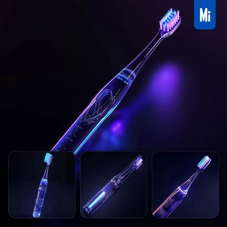 midjourney prompt electric toothbrush 3D blue transparent structure