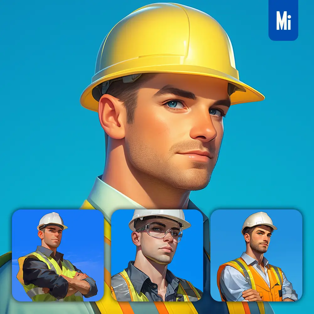 Midjourney Prompt Engineer Worker Man Boy Male Portrait Cartoon Painting