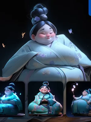 Midjourney Prompt Fat Lady Girl Woman Cute 3d Cartoon Ip Character C4d Animation