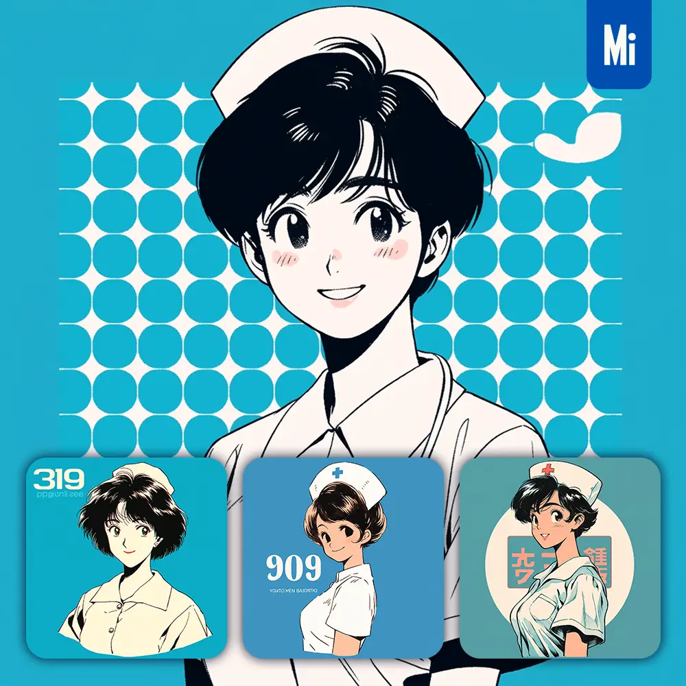 Midjourney Prompt Female Nurse Girl Yellow Lady Woman Animation Character Portrait Cartoon Illustration