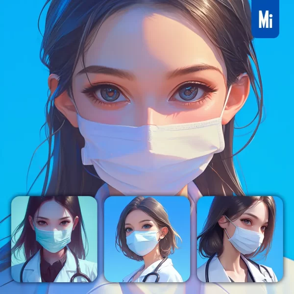 Midjourney Prompt Female Woman Girl Doctor Coat Portrait Cartoon Painting