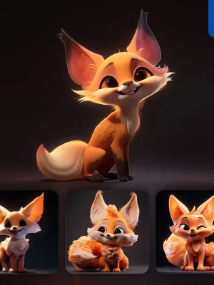 Midjourney Prompt Fox Cute 3d Cartoon Ip Character C4d Animation