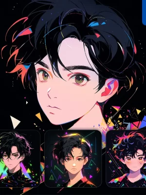 Midjourney Prompt Front Boy Cartoon Japanese Animation Portrait Vector Illustration Art Colorful