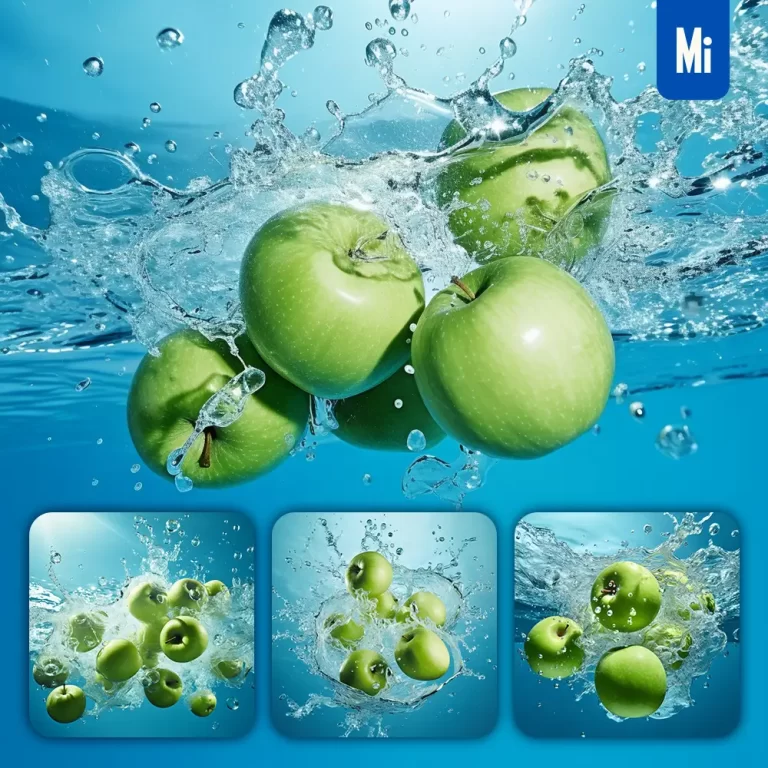 midjourney prompt green apples underwater splash water spray photography