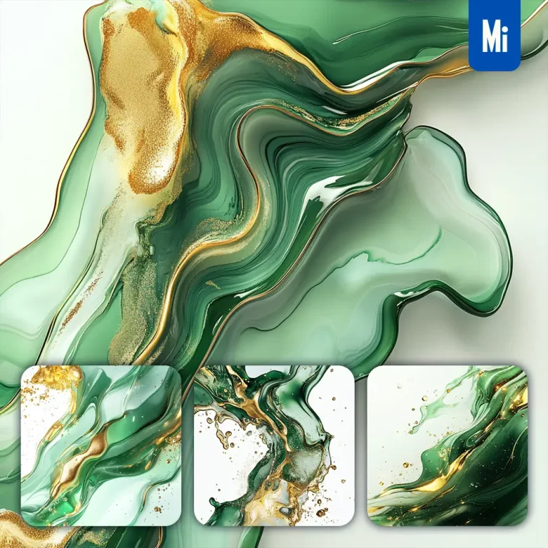 midjourney prompt green golden paste water painting wallpaper abstract liquid photography