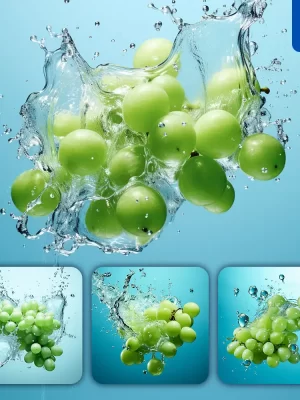 Midjourney Prompt Green Grapes Underwater Splash Water Spray Photography