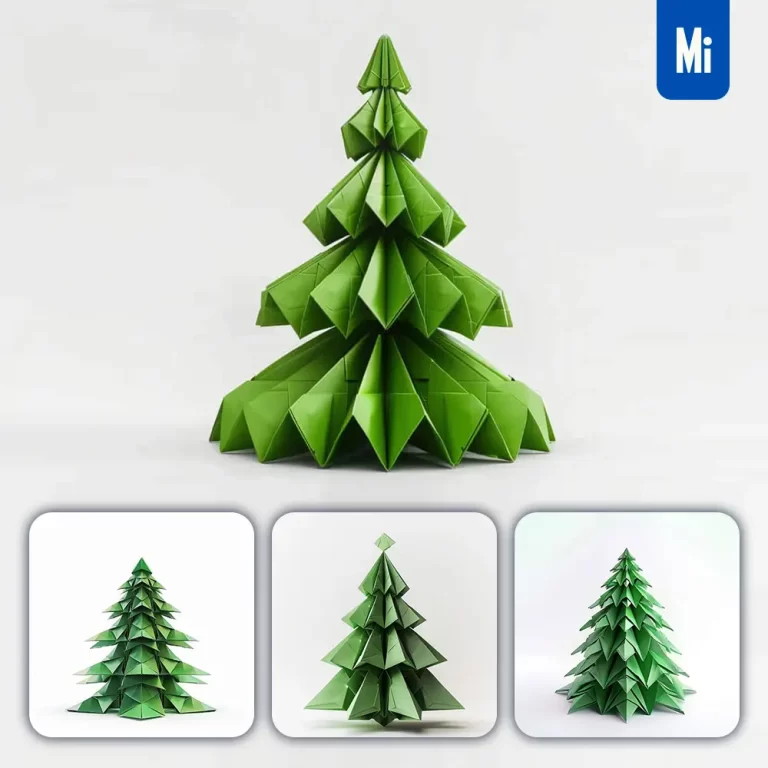 midjourney prompt green tree christmas trees paper folding origami art
