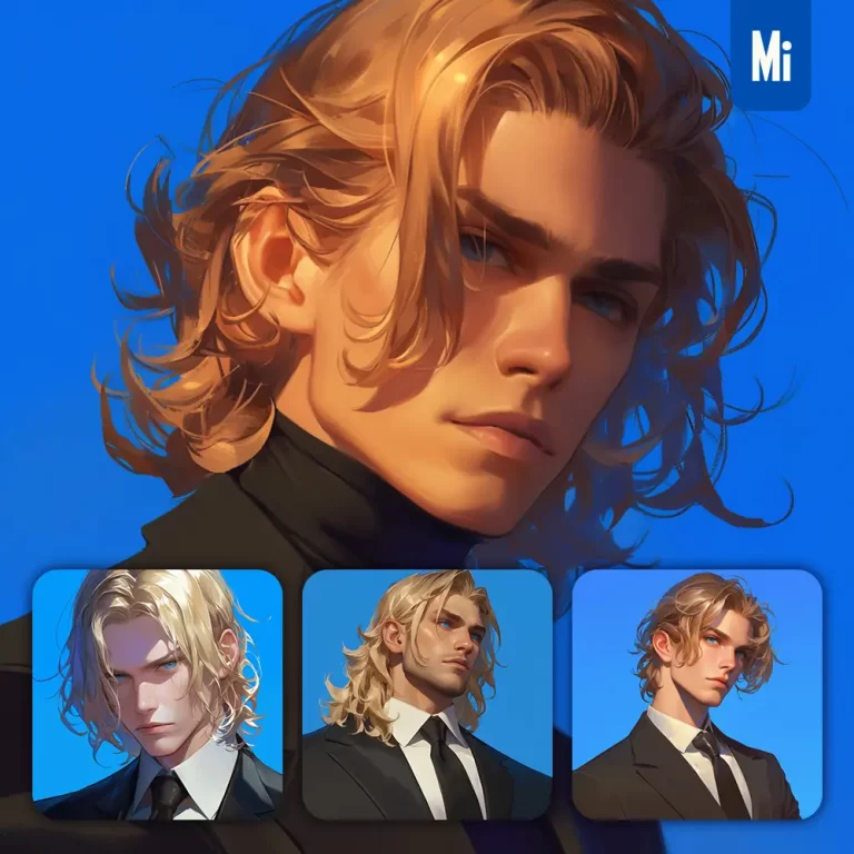midjourney prompt hair suit yuppie male man portrait cartoon painting
