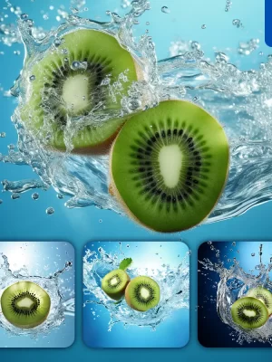 Midjourney Prompt Kiwi Underwater Splash Water Spray Photography