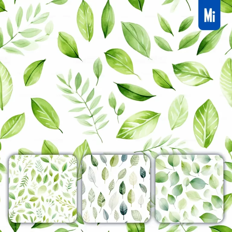 midjourney prompt leaves leaf green cute painting watercolor ink drawing pattern